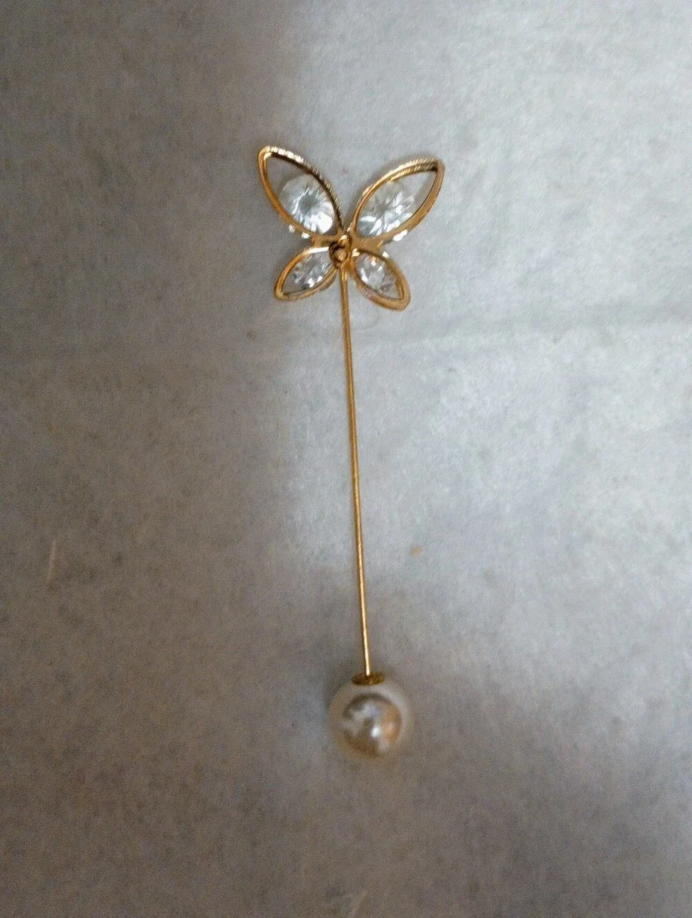 Gold Toned Filigree Butterfly Necklace, Butterfly Hat Pin and Earrings